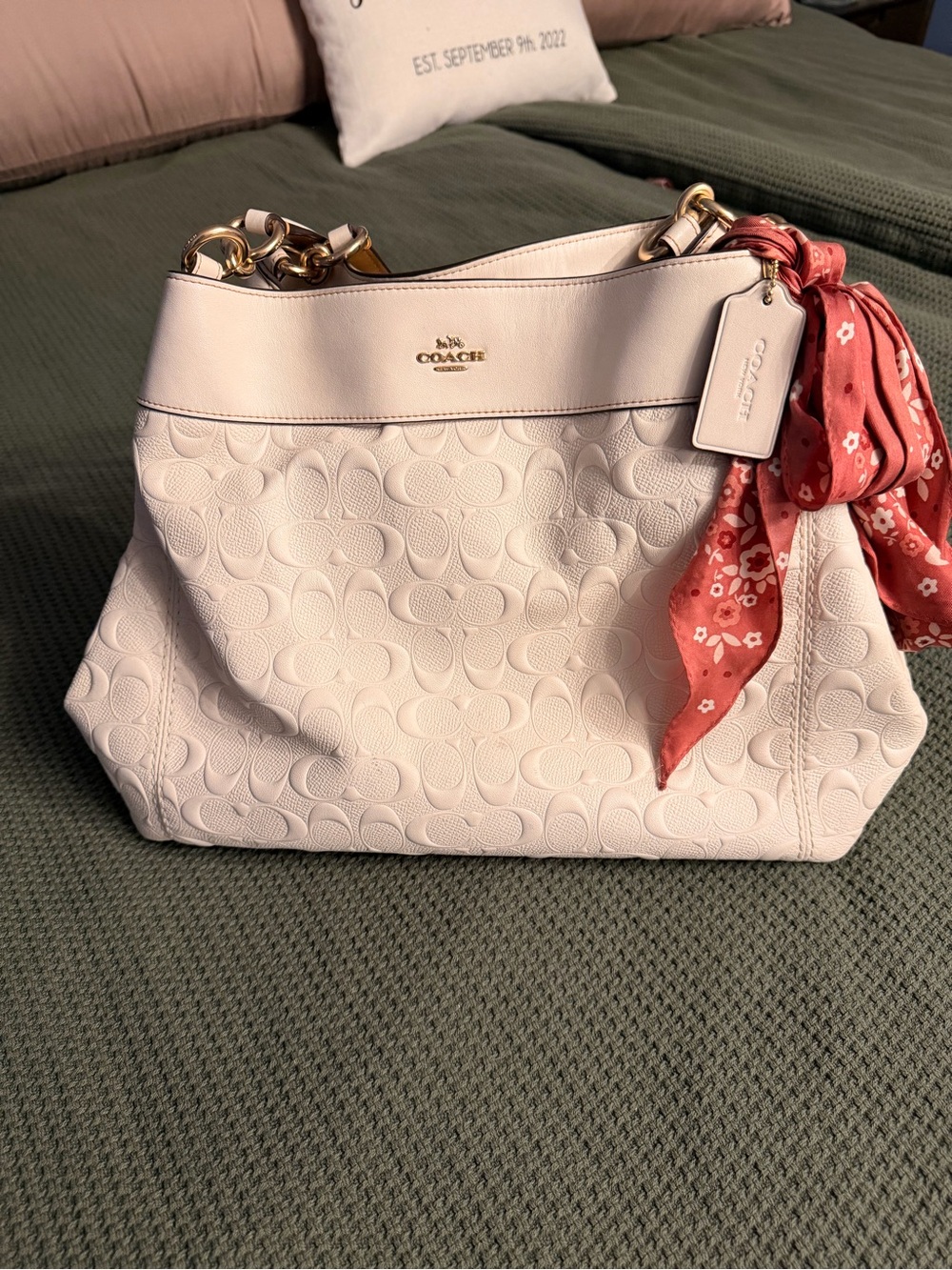 Coach Signature Embossed Leather Hobo Bag